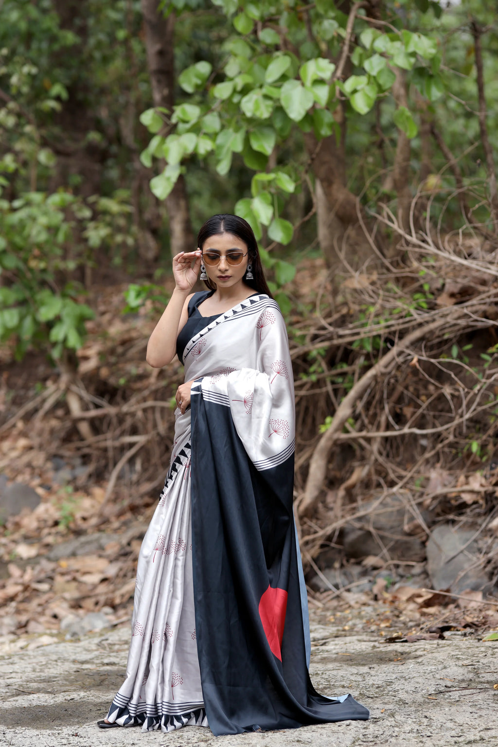 SHYAMIKA Japan Satin Elegant Digital Print Saree with Blouse