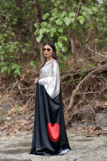 SHYAMIKA Japan Satin Elegant Digital Print Saree with Blouse