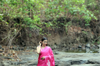 SHYAMIKA Japan Satin Bold Motif Digital Print Saree with Blouse