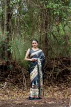 SHYAMIKA Japan Satin Temple Art Digital Print Saree with Blouse