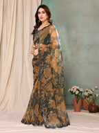 SHYAMIKA Orgenza Printed Saree with Fancy Mirror Lace and Blouse