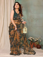 SHYAMIKA Orgenza Printed Saree with Fancy Mirror Lace and Blouse