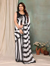 SHYAMIKA Georgette Zebra Printed Saree with Fancy Mirror Lace and Blouse