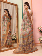 SHYAMIKA Kota Doriya Flower Printed Saree with Blouse