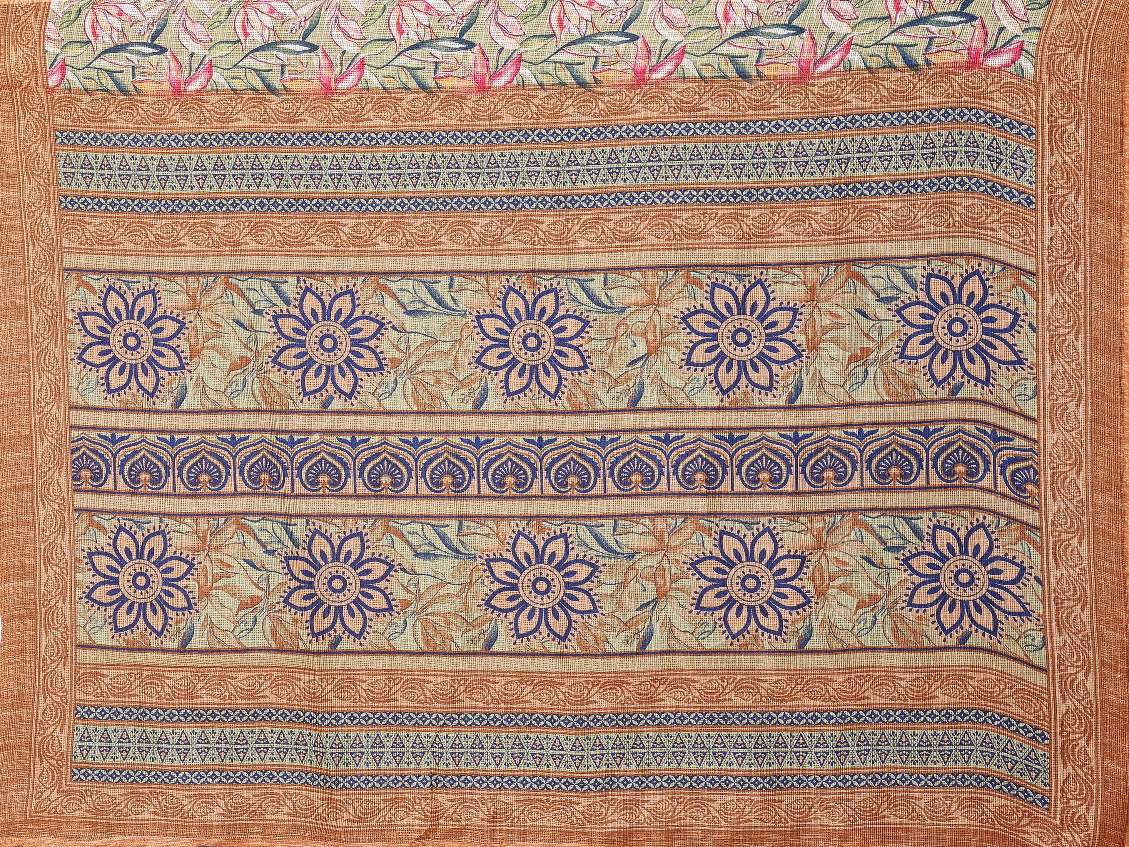 SHYAMIKA Kota Doriya Flower Printed Saree with Blouse