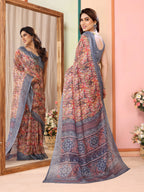 SHYAMIKA Kota Doriya Flower Printed Saree with Blouse