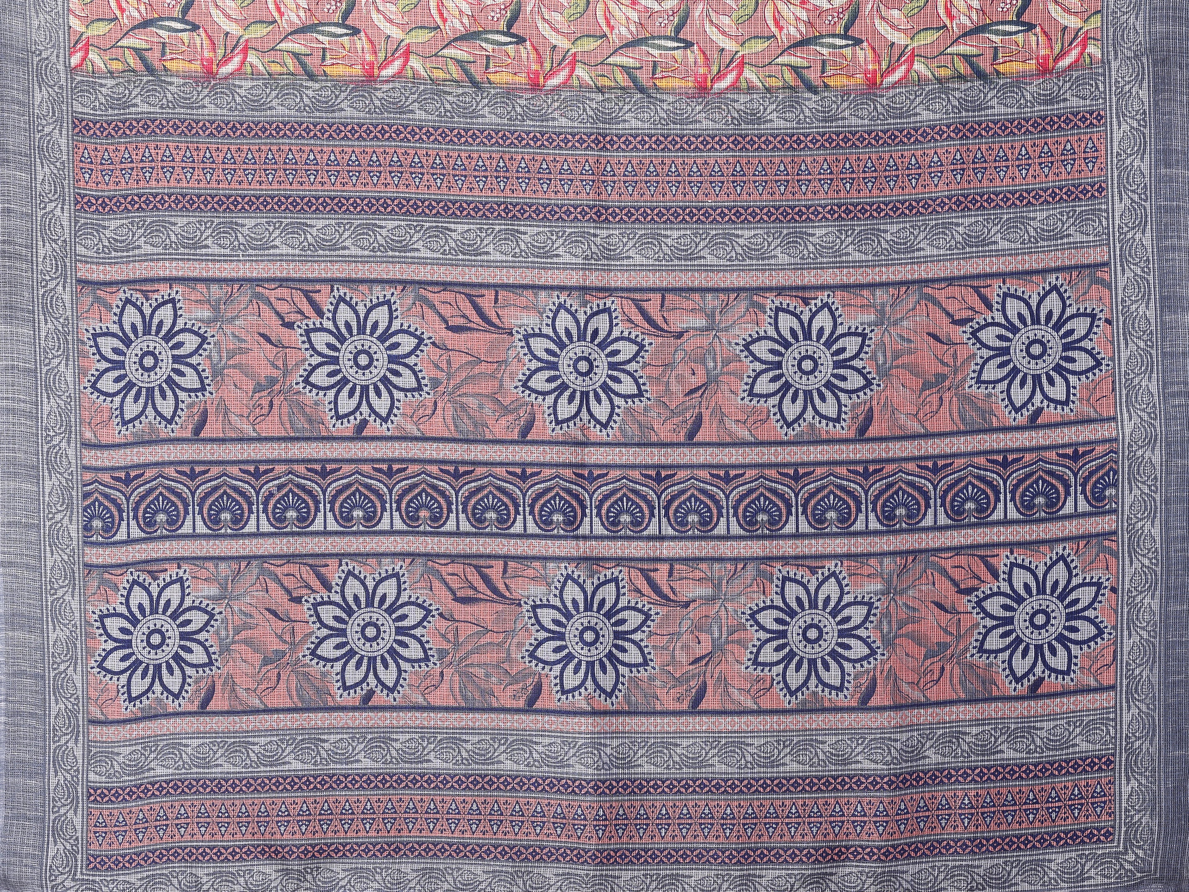 SHYAMIKA Kota Doriya Flower Printed Saree with Blouse