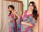 SHYAMIKA Kota Doriya Flower Printed Saree with Blouse