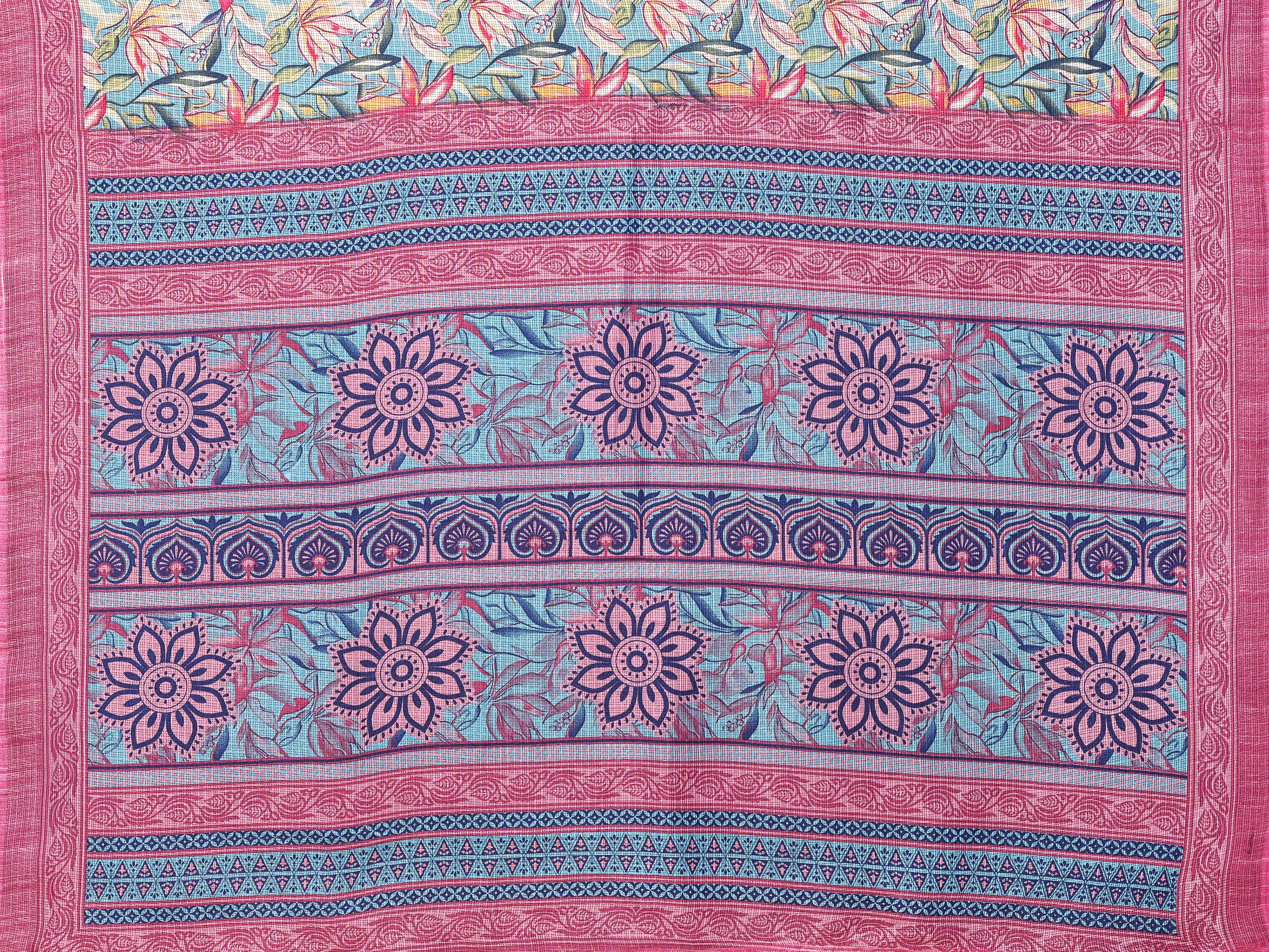 SHYAMIKA Kota Doriya Flower Printed Saree with Blouse