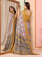 SHYAMIKA Kota Doriya Flower Printed Saree with Blouse