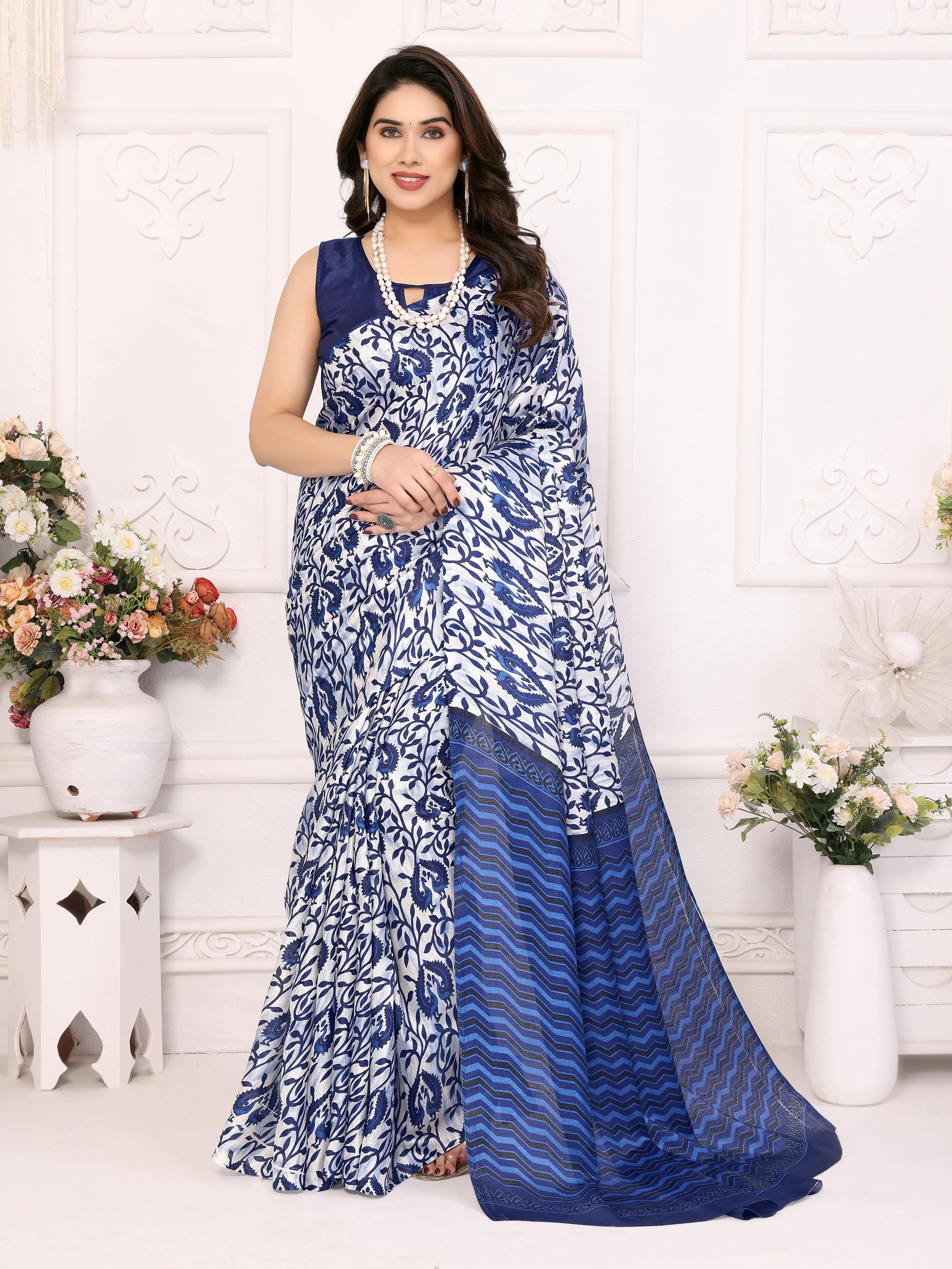 SHYAMIKA Khadi Vel Printed Saree with Blouse