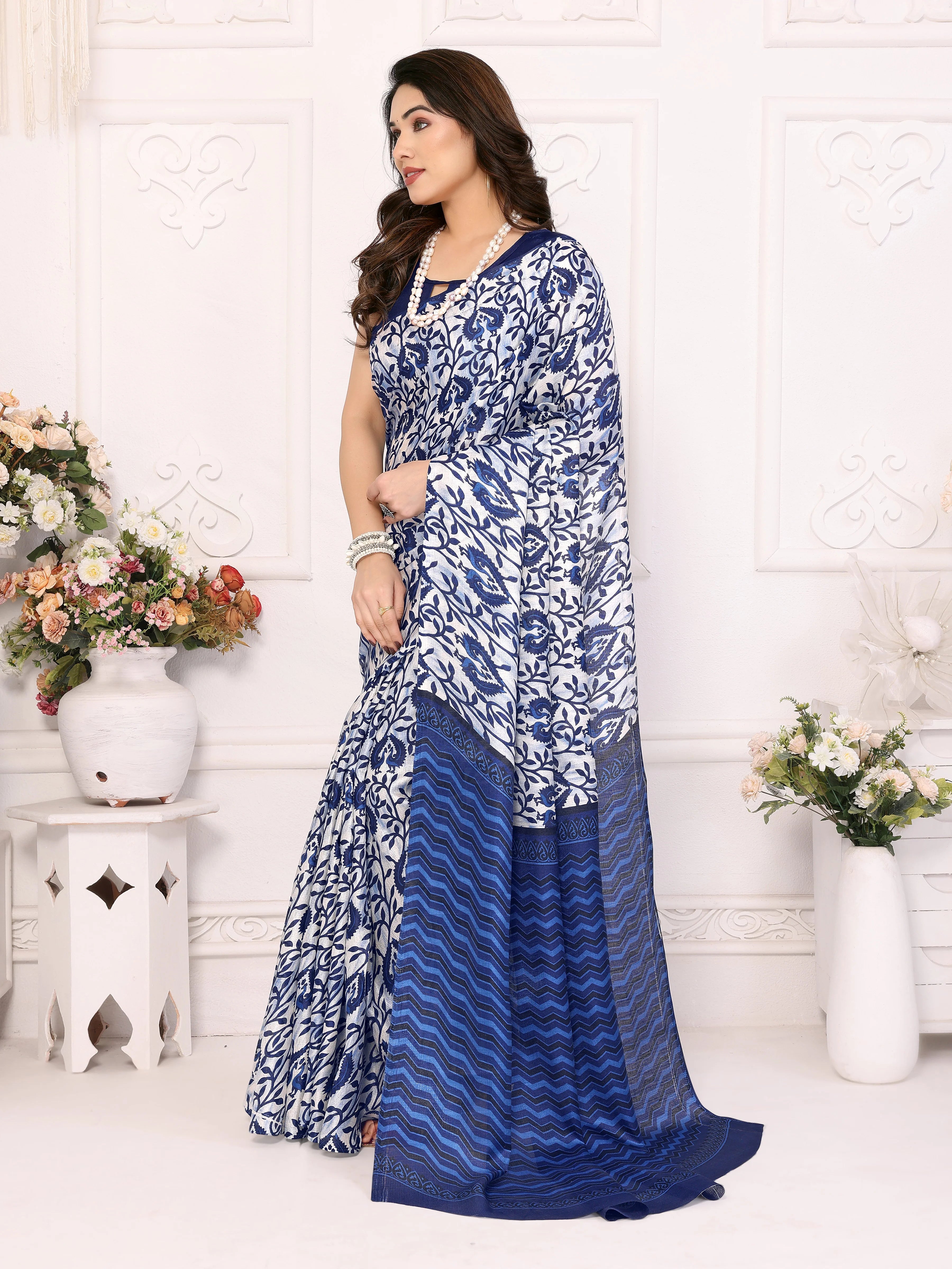 SHYAMIKA Khadi Vel Printed Saree with Blouse