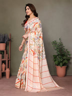 SHYAMIKA Khadi Mix Flower Printed Saree with Blouse