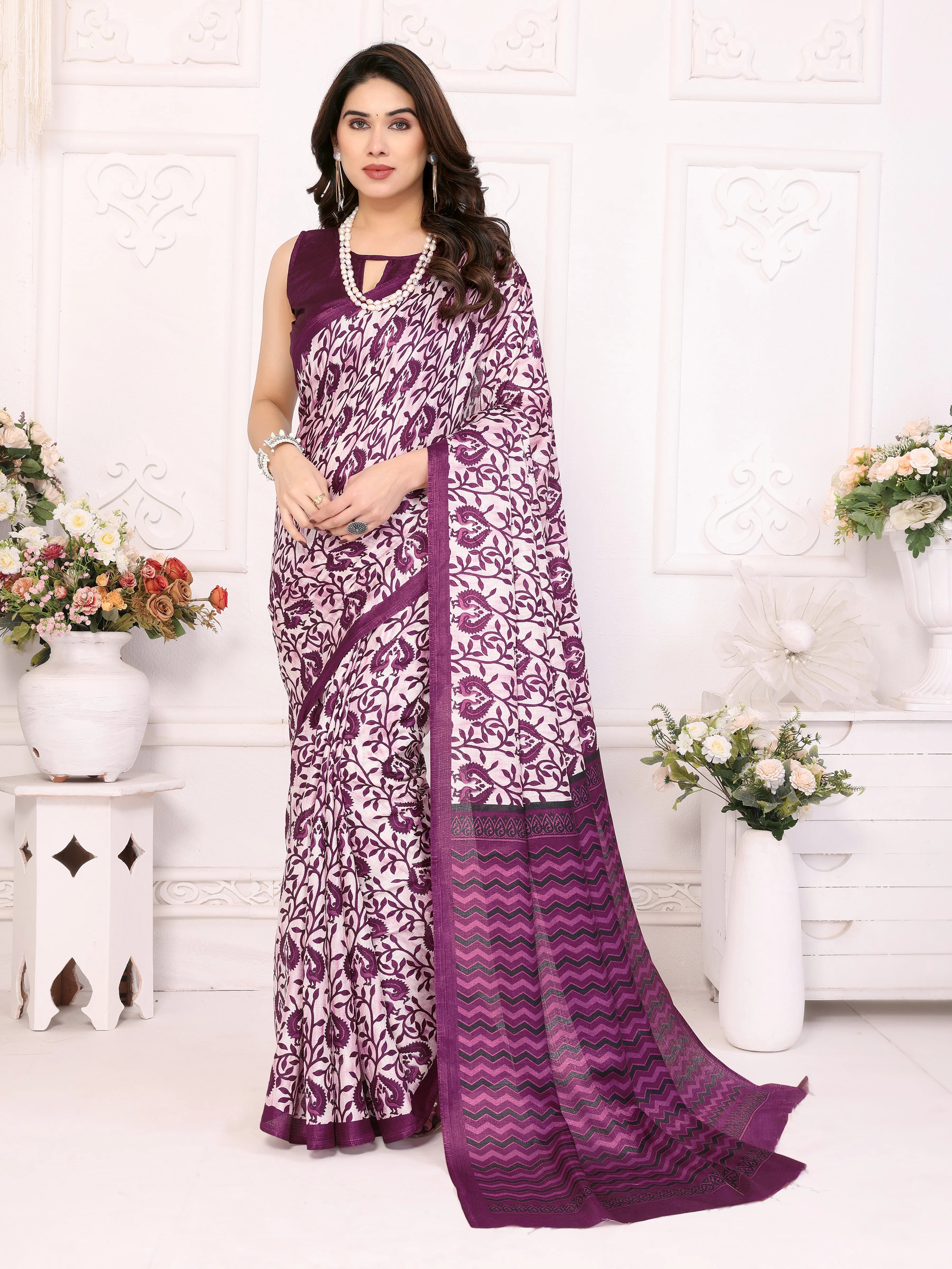 SHYAMIKA Khadi Vel Printed Saree with Blouse