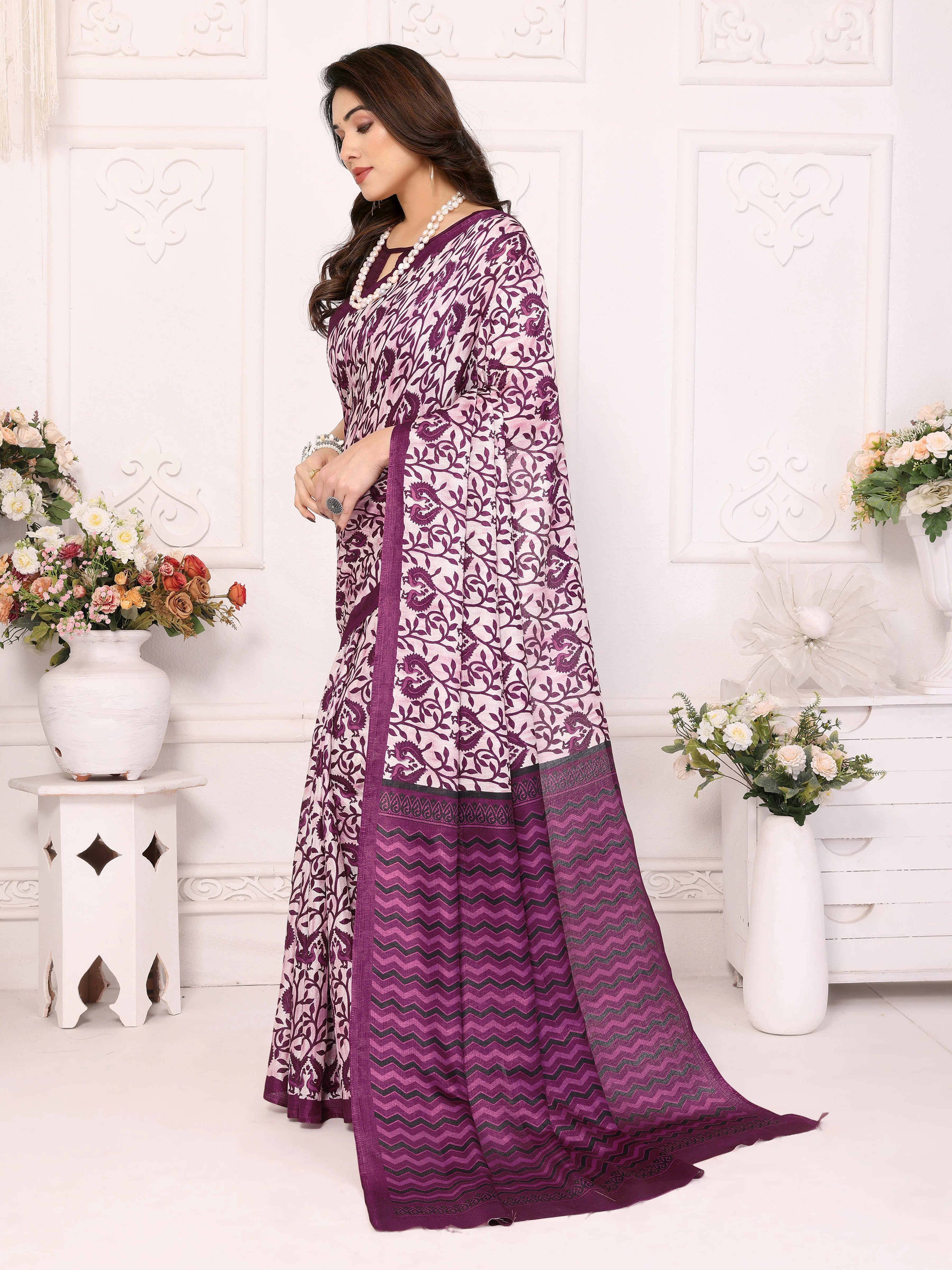 SHYAMIKA Khadi Vel Printed Saree with Blouse