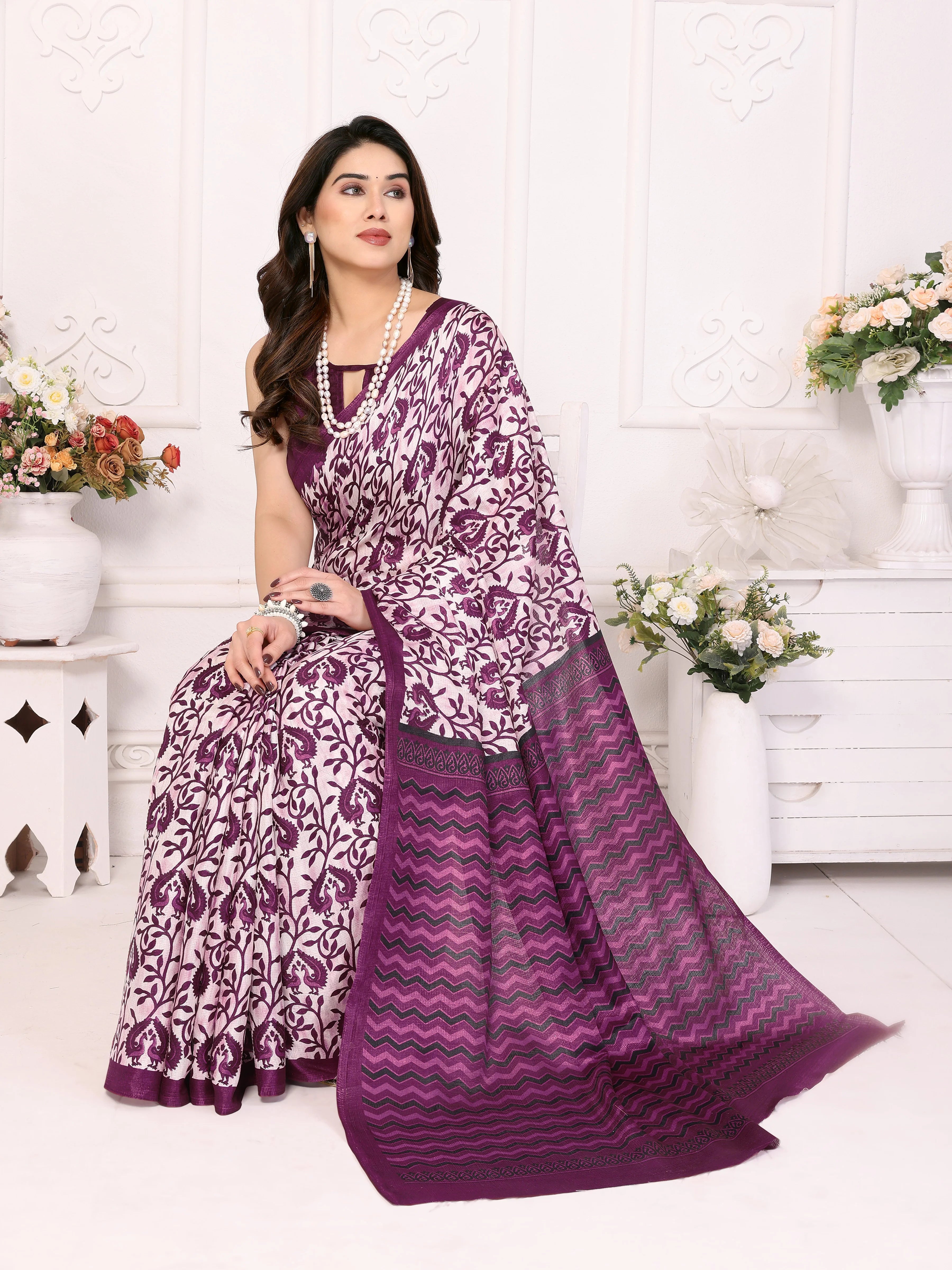 SHYAMIKA Khadi Vel Printed Saree with Blouse