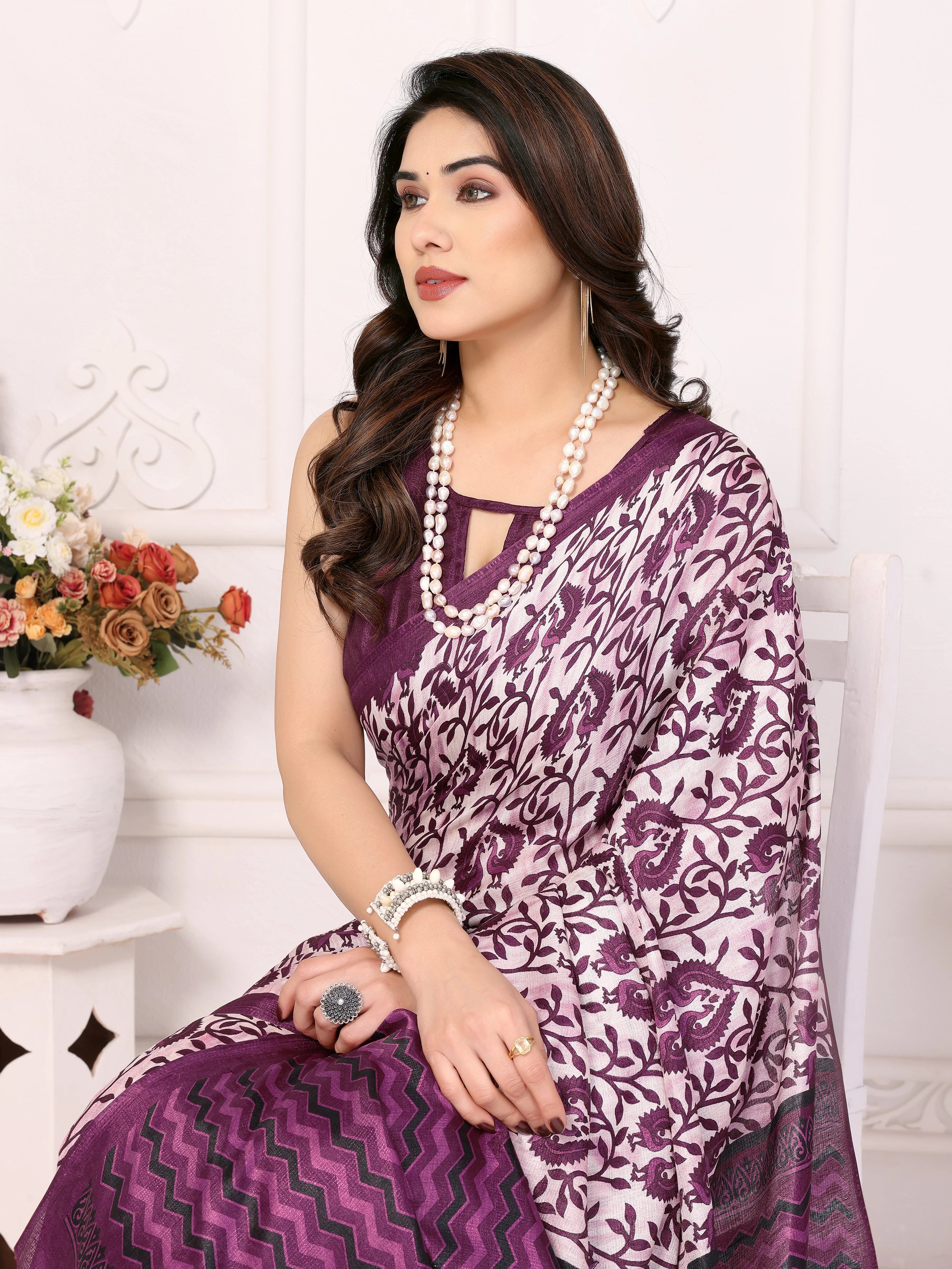 SHYAMIKA Khadi Vel Printed Saree with Blouse